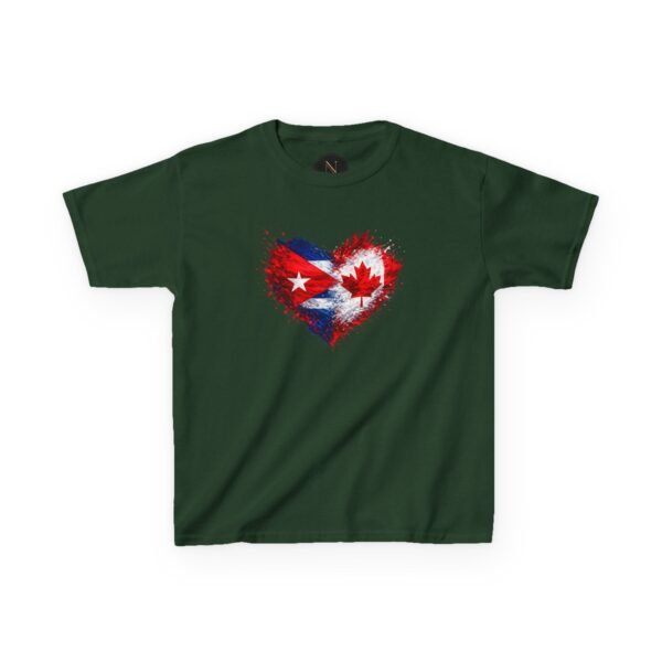 Kids Tee — Heart Flag Design: Cuban & Canadian Pride
