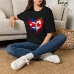 Cuba Canada Heart Flag T-Shirt – Split Cuban & Canadian Flag Love Design - Image 3