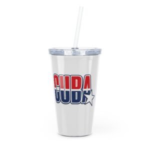 11026382740103633412_2048.jpeg CUBA Stars Logo Plastic Tumbler with Straw | Red White Blue