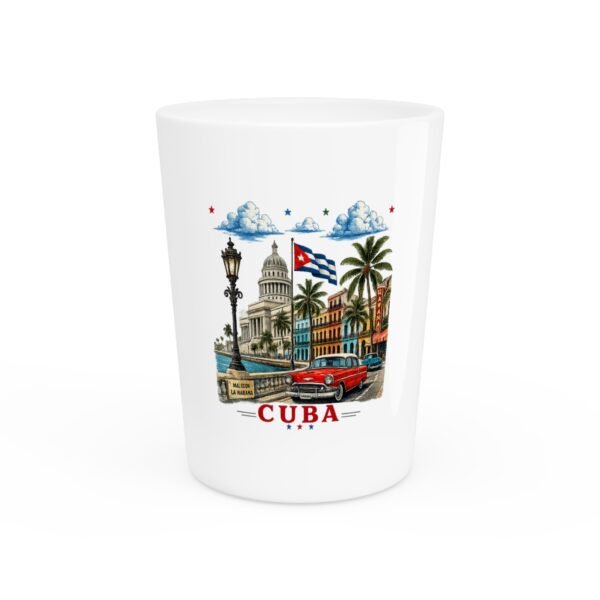 11285434919719388353_2048.jpeg Cuba Vintage Travel Shot Glass – Havana Skyline, Classic Cars & Cuban Flag Souvenir