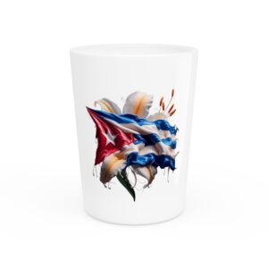 Cuban Flag Art Shot Glass — Paint-Stroke Cuba Souvenir