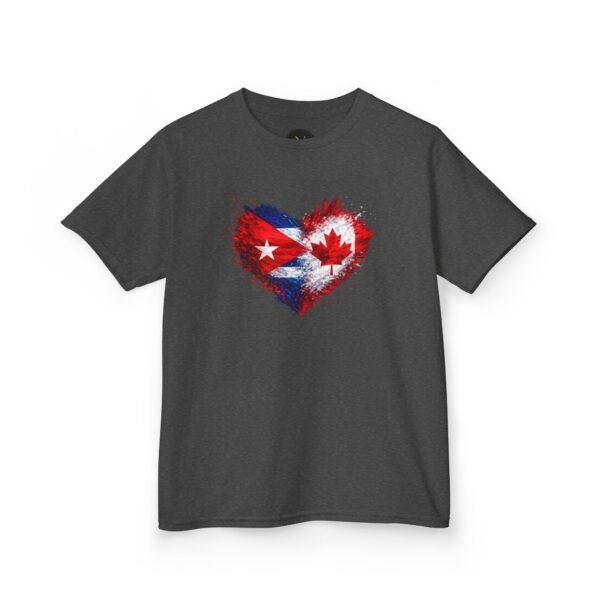 Kids Tee — Heart Flag Design: Cuban & Canadian Pride