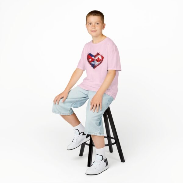 Kids Tee — Heart Flag Design: Cuban & Canadian Pride