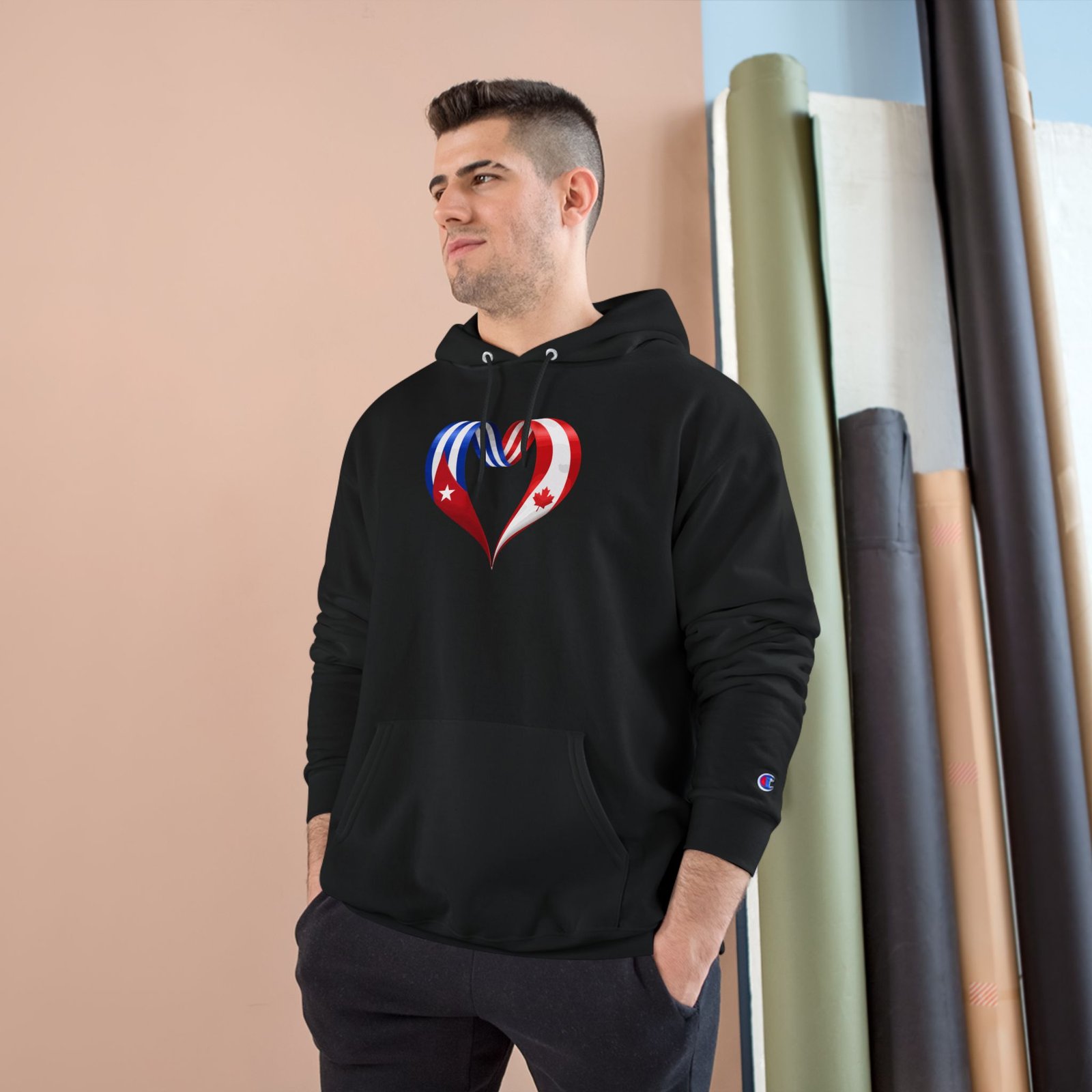 1200809196557397029_2048-1.jpeg Champion Cuba Canada Heart Hoodie – Cuban & Canadian Pride Unisex Black Hoodie - Image 1