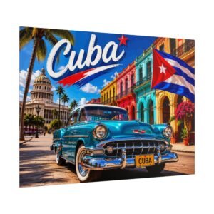 Cuba Vintage Car Poster — Retro Havana Travel Wall Art (Rolled Poster)