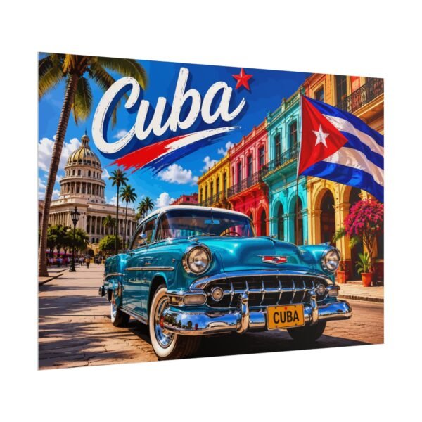 Cuba Vintage Car Poster — Retro Havana Travel Wall Art (Rolled Poster)