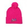 Embroidered Pom-Pom Knit Cap — Retro Cuba Script Beanie