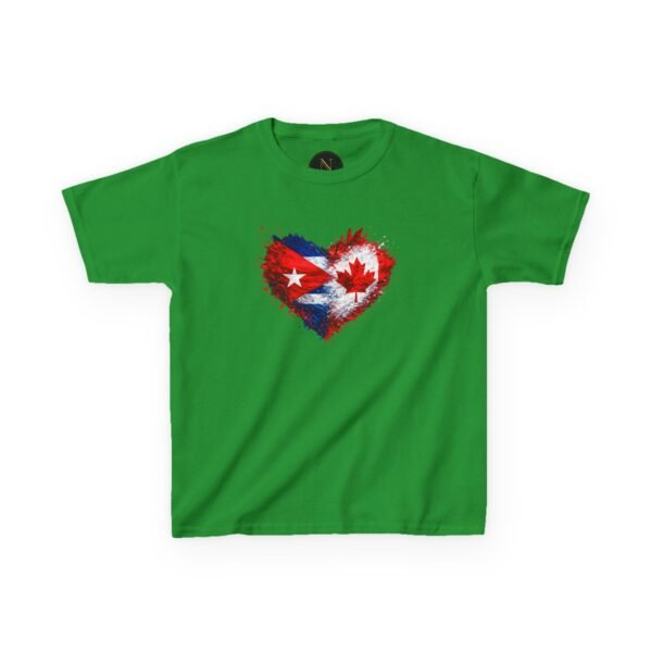 Kids Tee — Heart Flag Design: Cuban & Canadian Pride