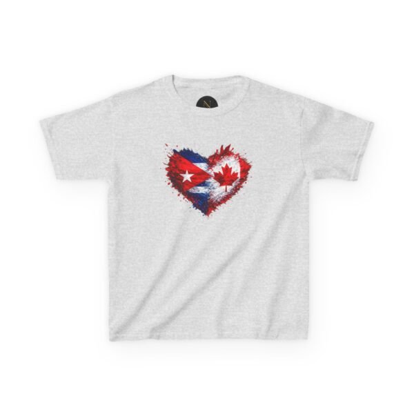 Kids Tee — Heart Flag Design: Cuban & Canadian Pride
