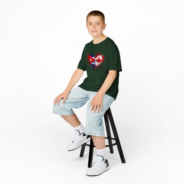 Kids Tee — Heart Flag Design: Cuban & Canadian Pride