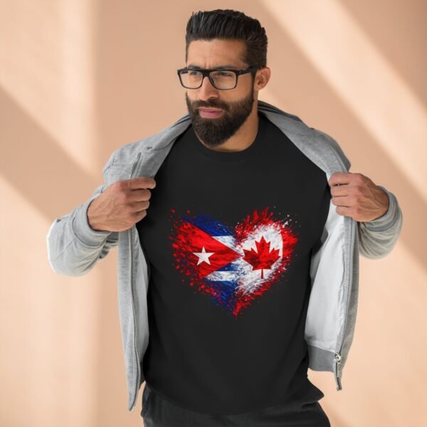 Cuba Canada Heart Crewneck Sweatshirt — Split Flag Love Graphic