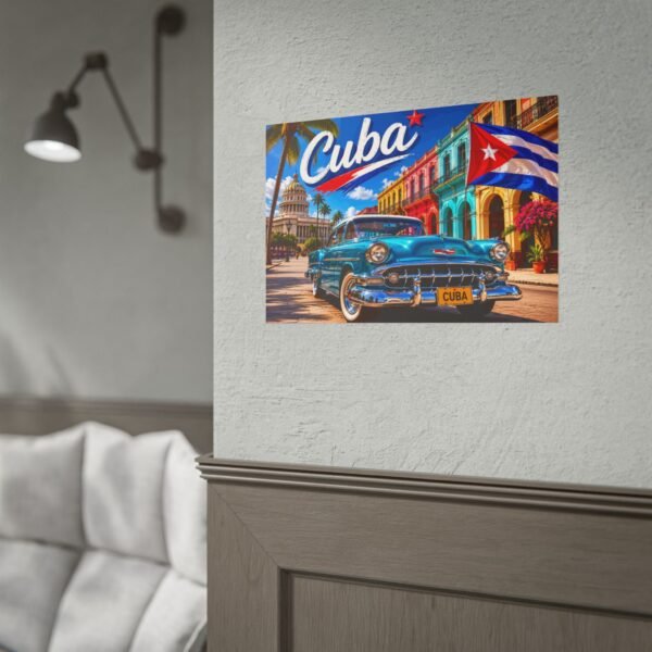 Cuba Vintage Car Poster — Retro Havana Travel Wall Art (Rolled Poster)