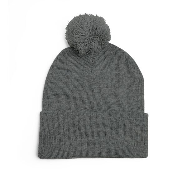 Embroidered Pom-Pom Knit Cap — Retro Cuba Script Beanie