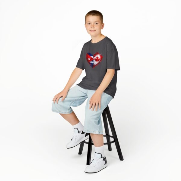 Kids Tee — Heart Flag Design: Cuban & Canadian Pride