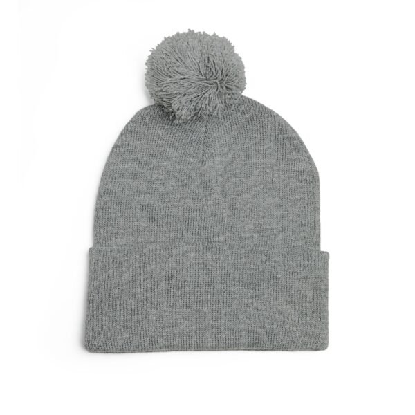Embroidered Pom-Pom Knit Cap — Retro Cuba Script Beanie