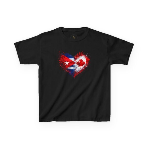 Kids Tee — Heart Flag Design: Cuban & Canadian Pride