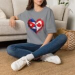Cuba Canada Heart Flag T-Shirt – Split Cuban & Canadian Flag Love Design - Image 8
