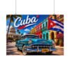 Cuba Vintage Car Poster — Retro Havana Travel Wall Art (Rolled Poster)