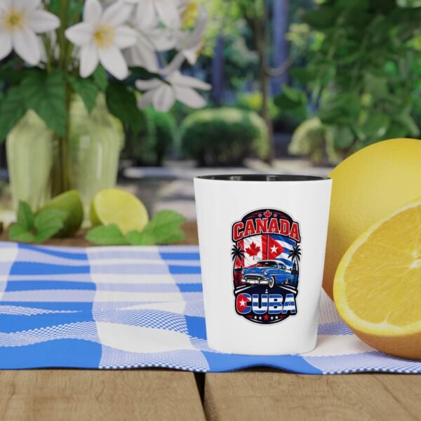 Canada Cuba Vintage Car Shot Glass – Retro Travel Flag Design