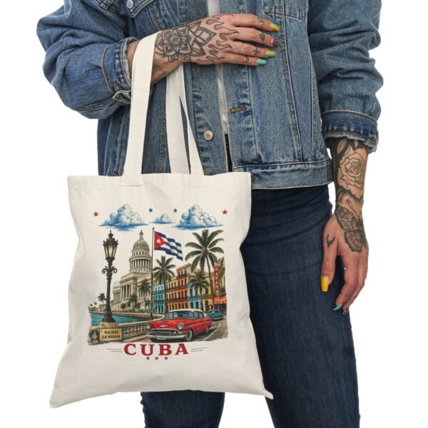 Cuba Havana Vintage Scene Tote Bag | Classic Car, Capitol, Palm Trees