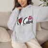 I Heart Cuba Hoodie | Cuban Flag Sleeve Sweatshirt