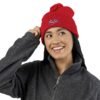 Embroidered Pom-Pom Knit Cap — Retro Cuba Script Beanie