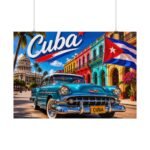 Cuba Vintage Car Rolled Poster – Retro Havana Travel Wall Art