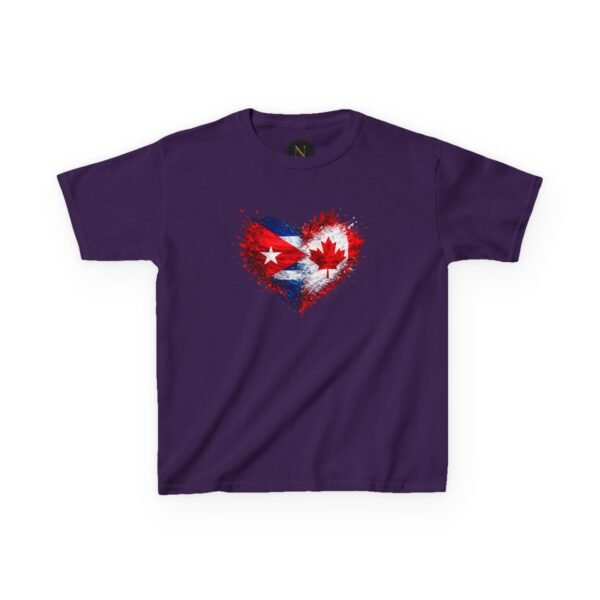 Kids Tee — Heart Flag Design: Cuban & Canadian Pride