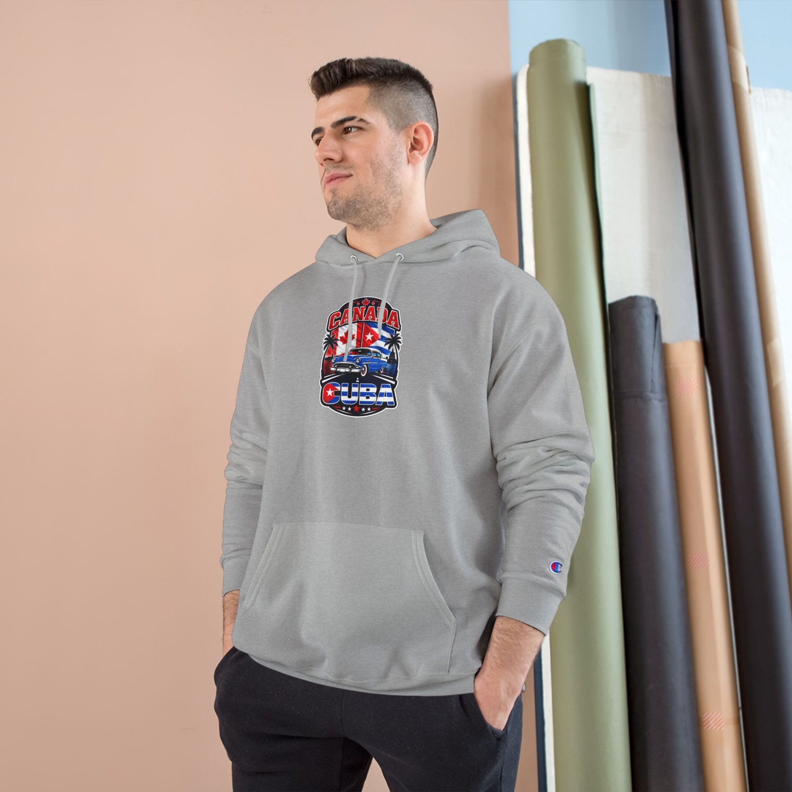 16055534735762980220_2048.jpeg Champion Classic Car Cuba Canada Hoodie – Vintage Cuban & Canadian Pride - Image 1