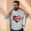 Cuba Canada Heart Crewneck Sweatshirt — Split Flag Love Graphic