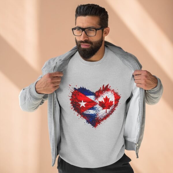 Cuba Canada Heart Crewneck Sweatshirt — Split Flag Love Graphic