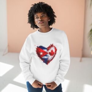 Cuba Canada Heart Crewneck Sweatshirt — Split Flag Love Graphic