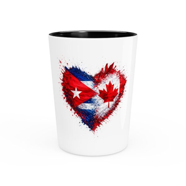 Cuba Canada Heart Flag Shot Glass — Cuban-Canadian Pride Drinking Glass