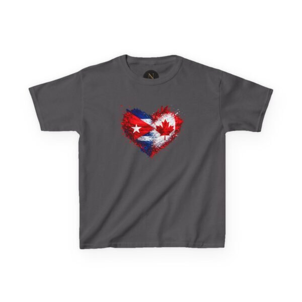 Kids Tee — Heart Flag Design: Cuban & Canadian Pride