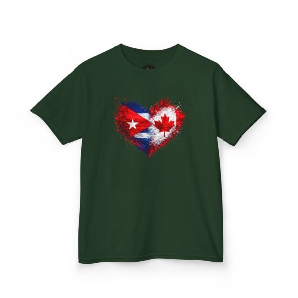 Kids Tee — Heart Flag Design: Cuban & Canadian Pride