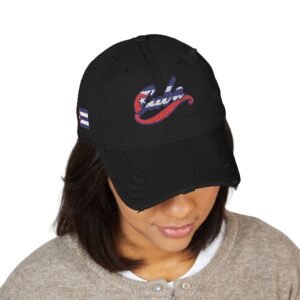 16666030180700006847_2048.jpeg Cuba Script Logo Dad Hat | Distressed Embroidered Cap