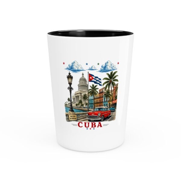 16906311282166913168_2048.jpeg Cuba Vintage Travel Shot Glass – Havana Skyline, Classic Cars & Cuban Flag Souvenir