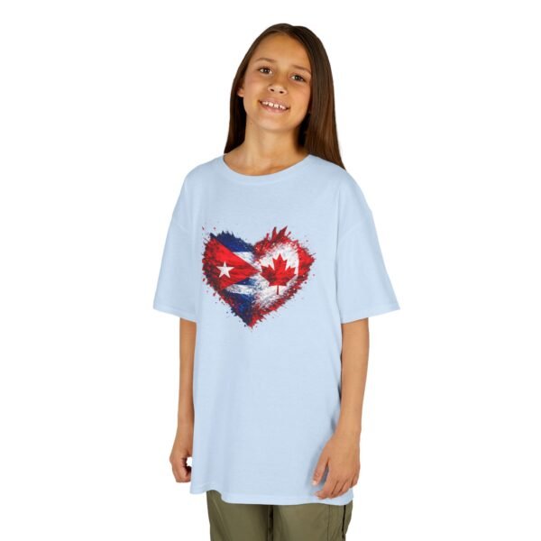 Kids Tee — Heart Flag Design: Cuban & Canadian Pride