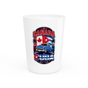 Canada Cuba Vintage Car Shot Glass – Retro Travel Flag Design