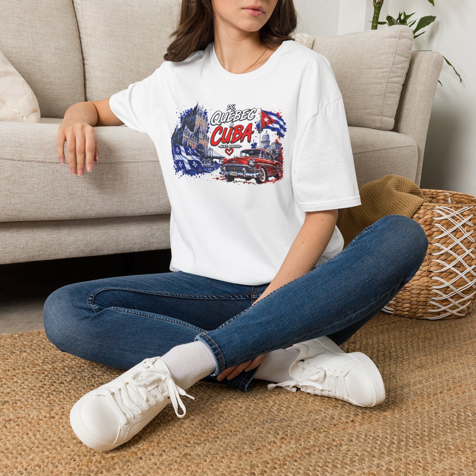 17853138008050967498_2048.jpeg Quebec to Cuba Vintage Car Graphic T-Shirt - Image 1