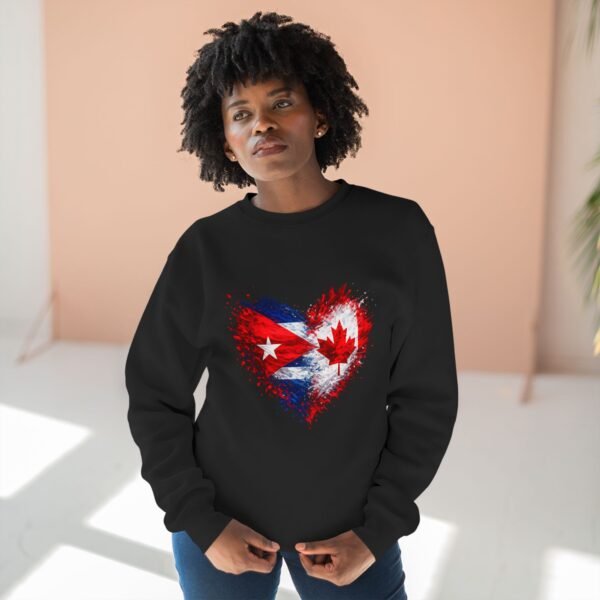 Cuba Canada Heart Crewneck Sweatshirt — Split Flag Love Graphic