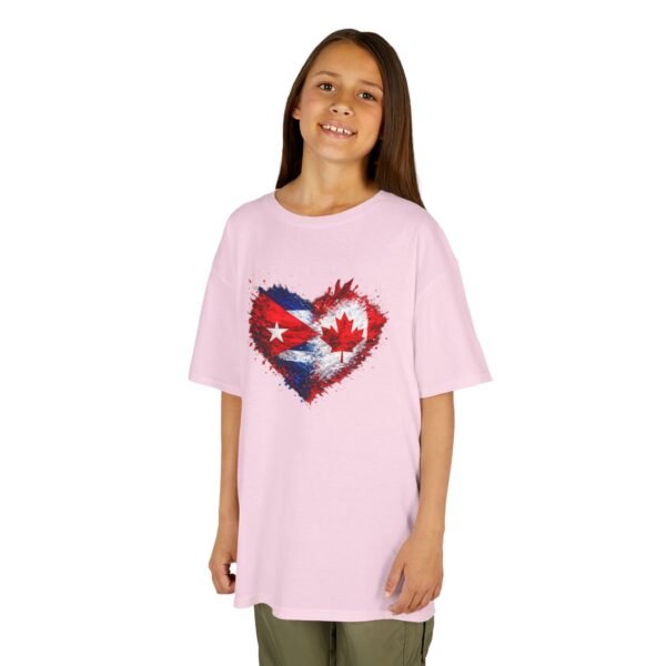 Kids Tee — Heart Flag Design: Cuban & Canadian Pride