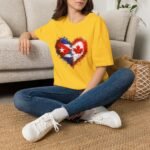 Cuba Canada Heart Flag T-Shirt – Split Cuban & Canadian Flag Love Design - Image 5