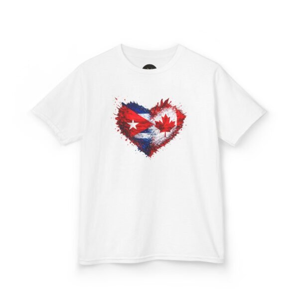 Kids Tee — Heart Flag Design: Cuban & Canadian Pride