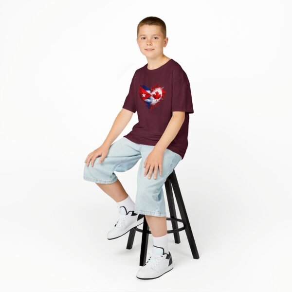 Kids Tee — Heart Flag Design: Cuban & Canadian Pride