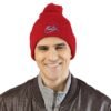 Embroidered Pom-Pom Knit Cap — Retro Cuba Script Beanie