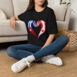 Two Nations One Heart T-Shirt, Cuba Canada Heart Flag Tee, Cuban Canadian Love Shirt, Heart of Cuba and Canada, Patriotic Graphic Tee - Image 3