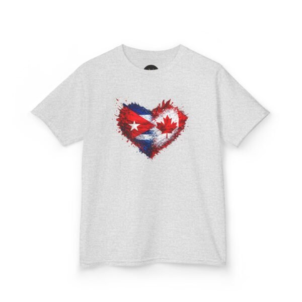 Kids Tee — Heart Flag Design: Cuban & Canadian Pride