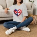 Cuba Canada Heart Flag T-Shirt – Split Cuban & Canadian Flag Love Design - Image 4