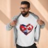 Cuba Canada Heart Crewneck Sweatshirt — Split Flag Love Graphic